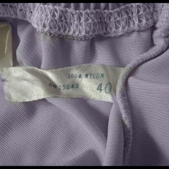 Vintage Nylon Pajamas Large Lavender PJs with Embroidered Details VFG 50s - Picture 7 of 16